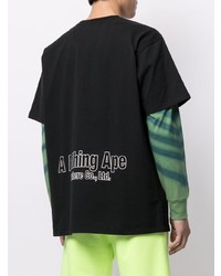 T-shirt à col rond imprimé noir A Bathing Ape