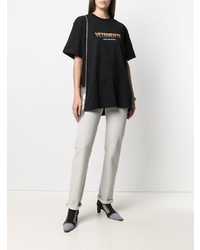 T-shirt à col rond imprimé noir Vetements