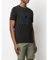 T-shirt à col rond imprimé noir Corneliani