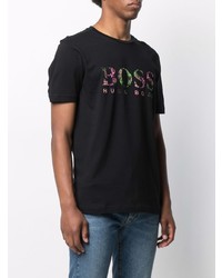 T-shirt à col rond imprimé noir BOSS