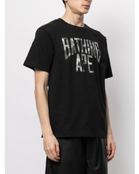 T-shirt à col rond imprimé noir A Bathing Ape