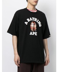 T-shirt à col rond imprimé noir A Bathing Ape