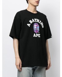 T-shirt à col rond imprimé noir A Bathing Ape