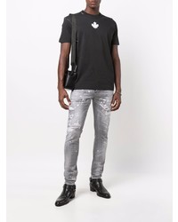 T-shirt à col rond imprimé noir DSQUARED2