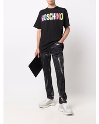 T-shirt à col rond imprimé noir Moschino