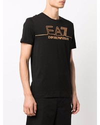 T-shirt à col rond imprimé noir Ea7 Emporio Armani