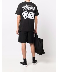 T-shirt à col rond imprimé noir Stussy