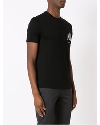 T-shirt à col rond imprimé noir Armani Exchange