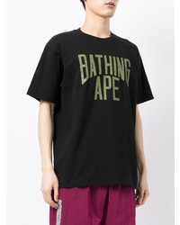 T-shirt à col rond imprimé noir A Bathing Ape