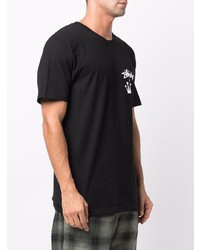 T-shirt à col rond imprimé noir Stussy