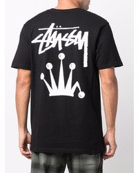 T-shirt à col rond imprimé noir Stussy