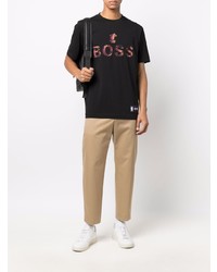 T-shirt à col rond imprimé noir BOSS