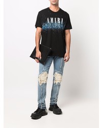 T-shirt à col rond imprimé noir Amiri