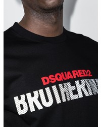 T-shirt à col rond imprimé noir DSQUARED2