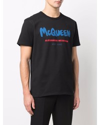 T-shirt à col rond imprimé noir Alexander McQueen