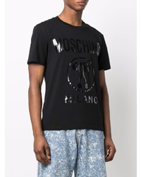 T-shirt à col rond imprimé noir Moschino