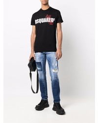 T-shirt à col rond imprimé noir DSQUARED2