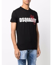 T-shirt à col rond imprimé noir DSQUARED2