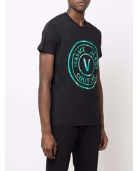 T-shirt à col rond imprimé noir VERSACE JEANS COUTURE