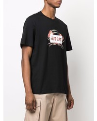 T-shirt à col rond imprimé noir MSGM