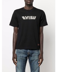 T-shirt à col rond imprimé noir Evisu