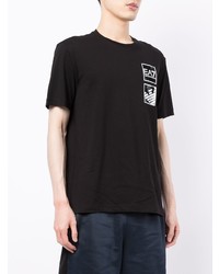 T-shirt à col rond imprimé noir Ea7 Emporio Armani