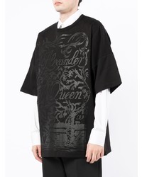 T-shirt à col rond imprimé noir Alexander McQueen