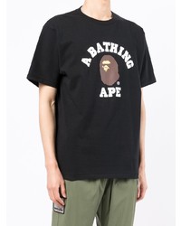 T-shirt à col rond imprimé noir A Bathing Ape