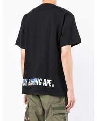 T-shirt à col rond imprimé noir A Bathing Ape