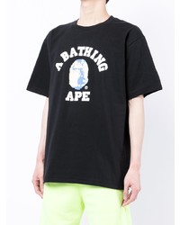 T-shirt à col rond imprimé noir A Bathing Ape