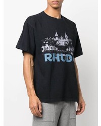 T-shirt à col rond imprimé noir Rhude