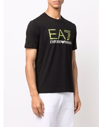 T-shirt à col rond imprimé noir Ea7 Emporio Armani