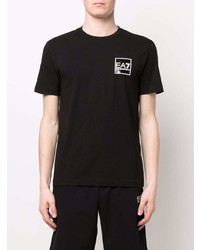 T-shirt à col rond imprimé noir Ea7 Emporio Armani