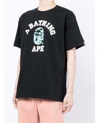 T-shirt à col rond imprimé noir A Bathing Ape