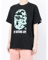 T-shirt à col rond imprimé noir A Bathing Ape