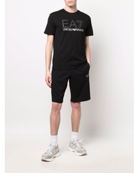 T-shirt à col rond imprimé noir Ea7 Emporio Armani