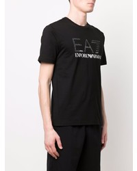 T-shirt à col rond imprimé noir Ea7 Emporio Armani