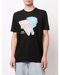 T-shirt à col rond imprimé noir BOSS