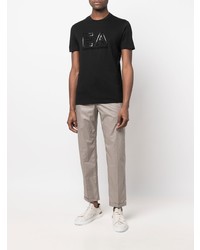 T-shirt à col rond imprimé noir Emporio Armani