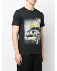 T-shirt à col rond imprimé noir Automobili Lamborghini