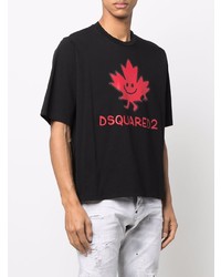 T-shirt à col rond imprimé noir DSQUARED2