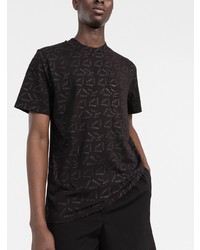 T-shirt à col rond imprimé noir Moncler