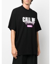 T-shirt à col rond imprimé noir Vetements