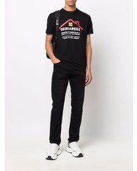 T-shirt à col rond imprimé noir DSQUARED2