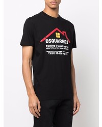 T-shirt à col rond imprimé noir DSQUARED2