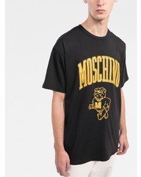 T-shirt à col rond imprimé noir Moschino