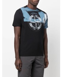 T-shirt à col rond imprimé noir Stone Island