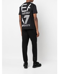 T-shirt à col rond imprimé noir Ea7 Emporio Armani