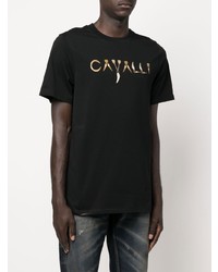 T-shirt à col rond imprimé noir Roberto Cavalli