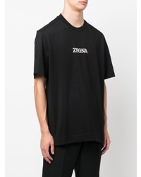 T-shirt à col rond imprimé noir Zegna